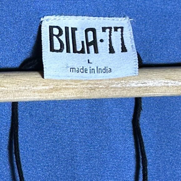 Bila 77 long-sleeve maxi dress with a blue floral Lined V-neckline Sz L Summer - Picture 7 of 10